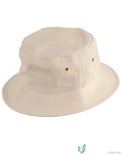 Beige canvas Winning Spirit Bucket Hat made of heavy brushed cotton and CH29 soft washed
