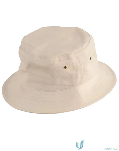Beige canvas Winning Spirit Bucket Hat made of heavy brushed cotton and CH29 soft washed