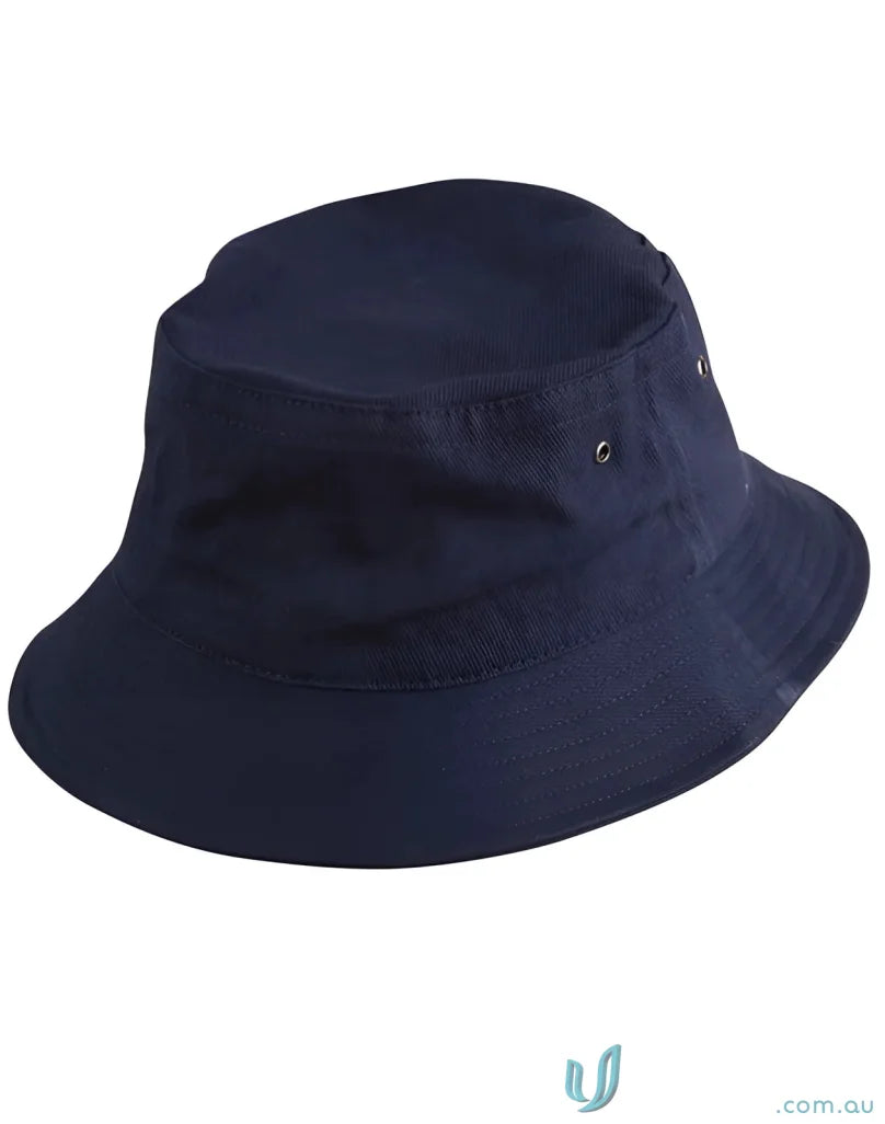 Navy blue Winning Spirit Bucket Hat made of heavy brushed cotton, ch29 soft washed