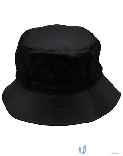 Black spirit bucket hat with sun protection soft brim in the winning spirit bucket collection