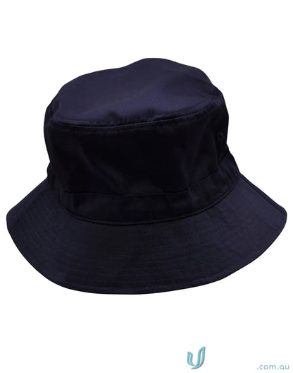 Navy blue spirit bucket hat with sun protection soft brim from the winning spirit bucket collection