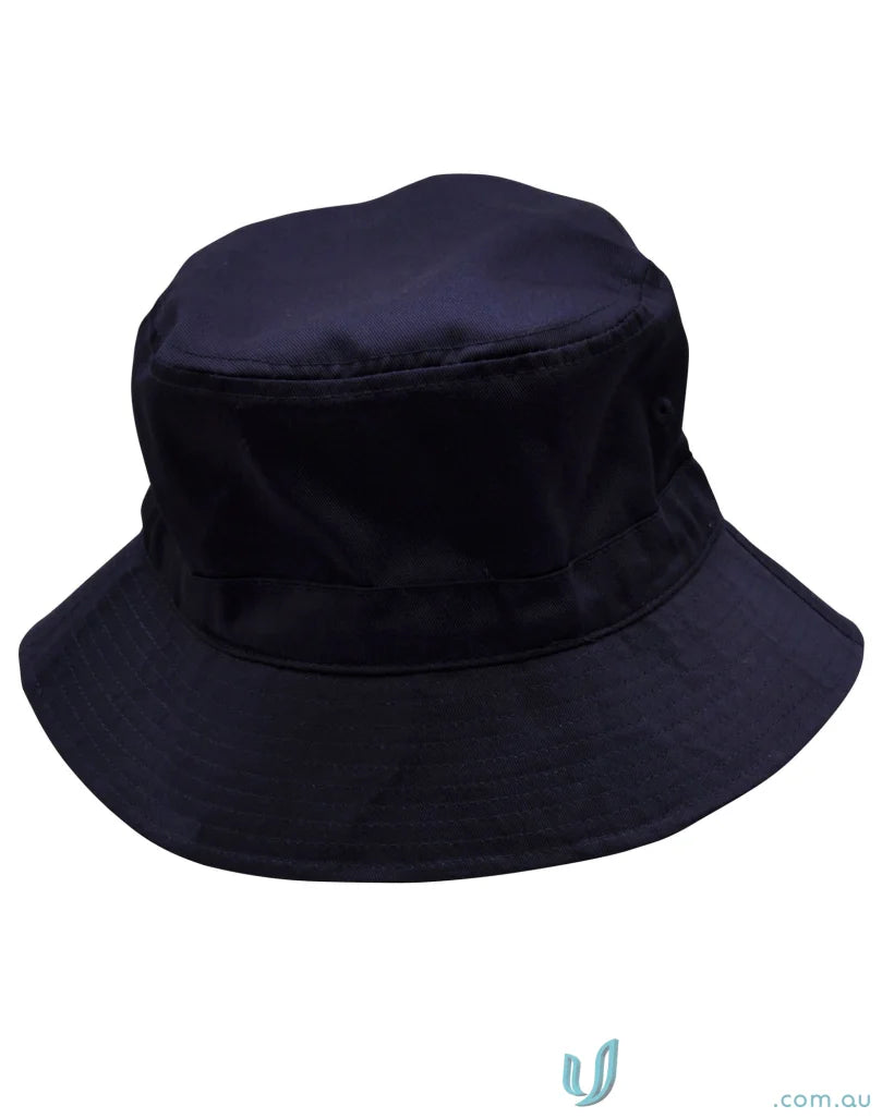 Navy blue spirit bucket hat with sun protection soft brim from the winning spirit bucket collection