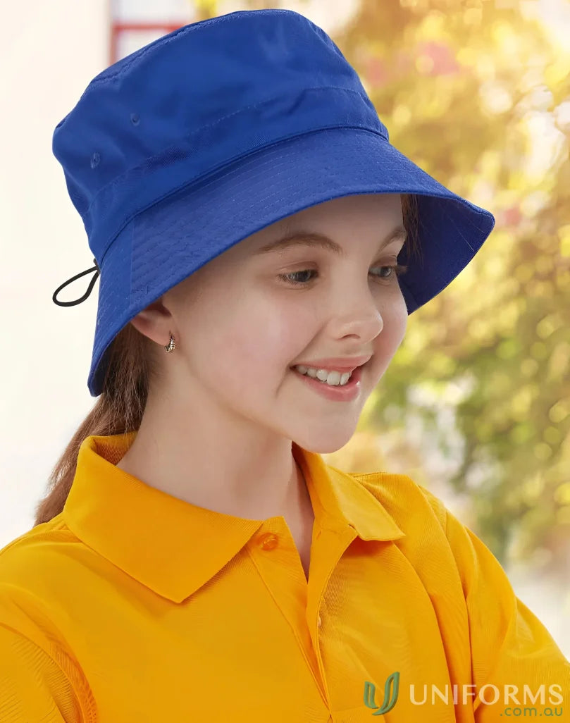 Blue spirit bucket hat with sun protection soft brim from the winning spirit bucket collection