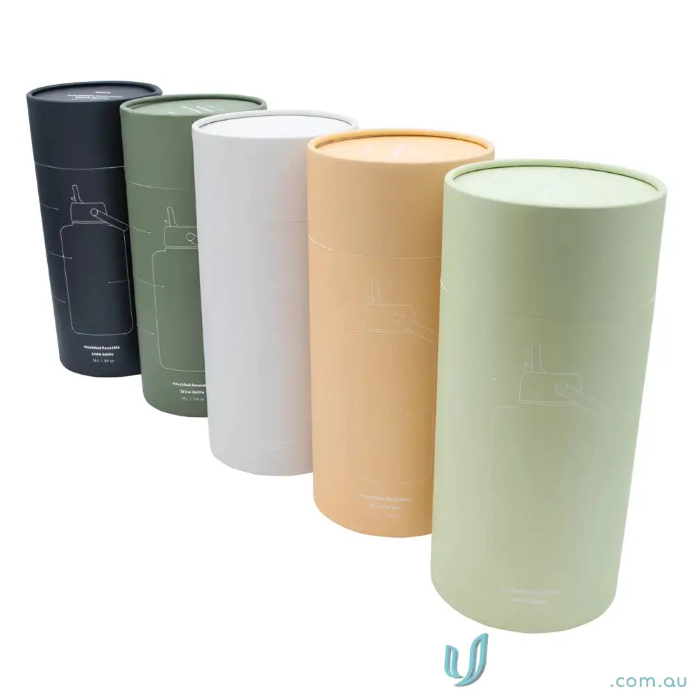 Row of stainless steel insulated drink bottles from Byron 1.8L stylish hydration solution