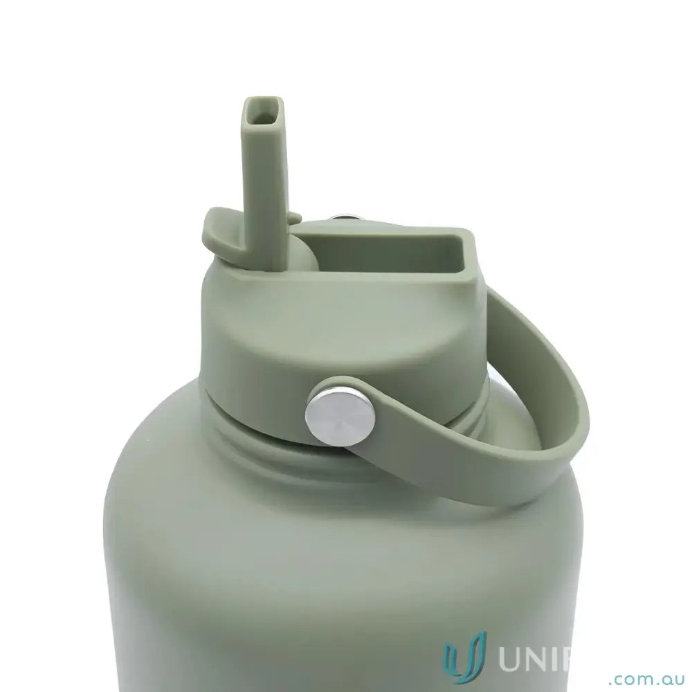 Green stainless steel insulated drink bottle with straw for stylish hydration on the go