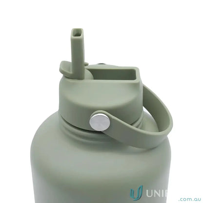 Green stainless steel insulated drink bottle with straw for stylish hydration on the go