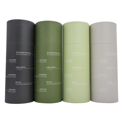 Byron 1L stainless steel insulated bottle with bamboo charcoal fresheners, integrated carry handle & stainless steel straw