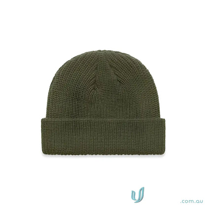 Olive green knit cable beanie from AS Colour Cable Beanie collection