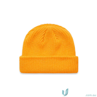 Bright orange AS Colour Cable Beanie 1120 fisherman style with size fits and colour label