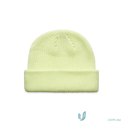Light green AS Colour Cable Beanie with folded brim, fisherman style, fits all sizes