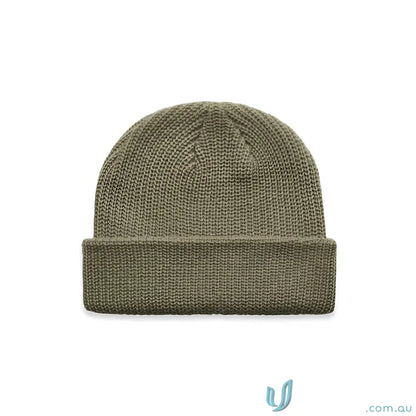 Olive green knit cable beanie from AS Colour Cable Beanie 1120 mid-weight acrylic style