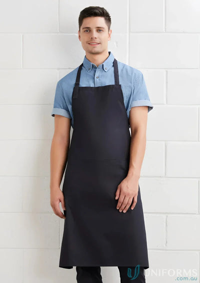 Dark blue Cafe Bib Apron from our collection bib apron BA95, perfect for chefs