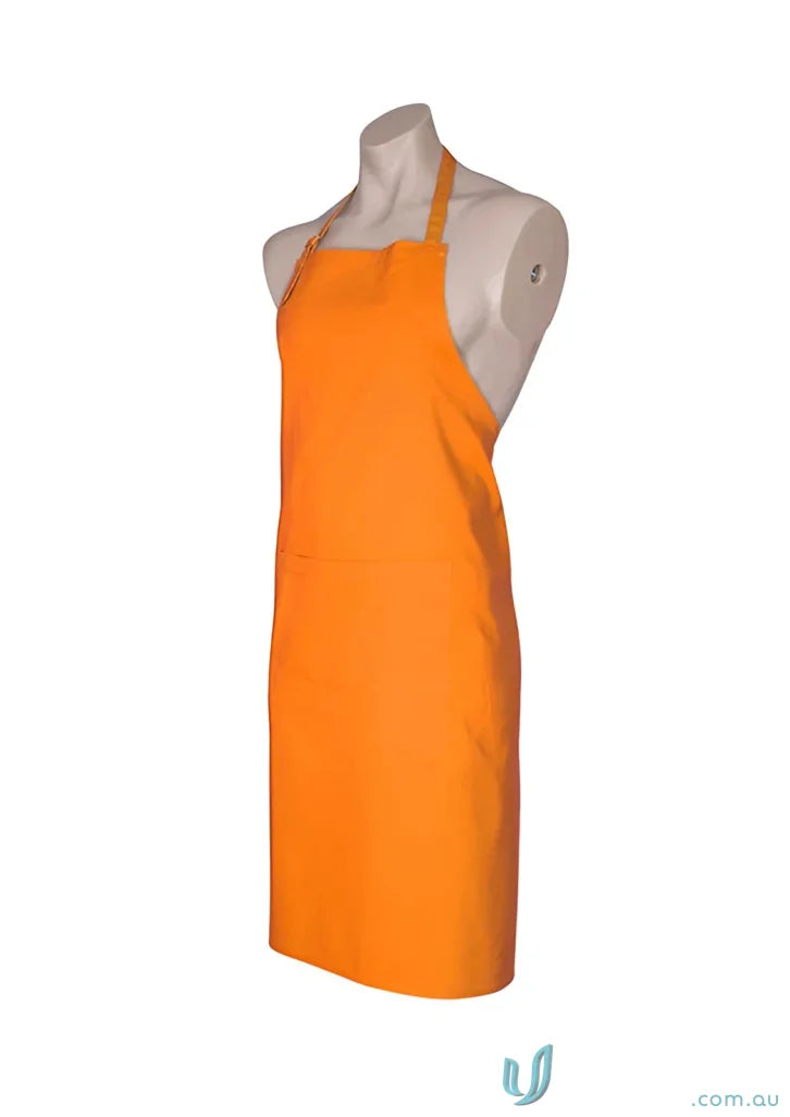 Orange Cafe Bib Apron on mannequin from collection bib apron BA95 for chefs and baristas
