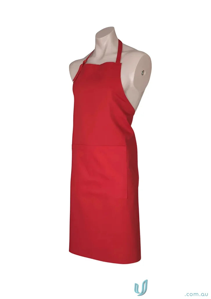 Red apron on mannequin from Cafe Bib Apron collection bib apron BA95