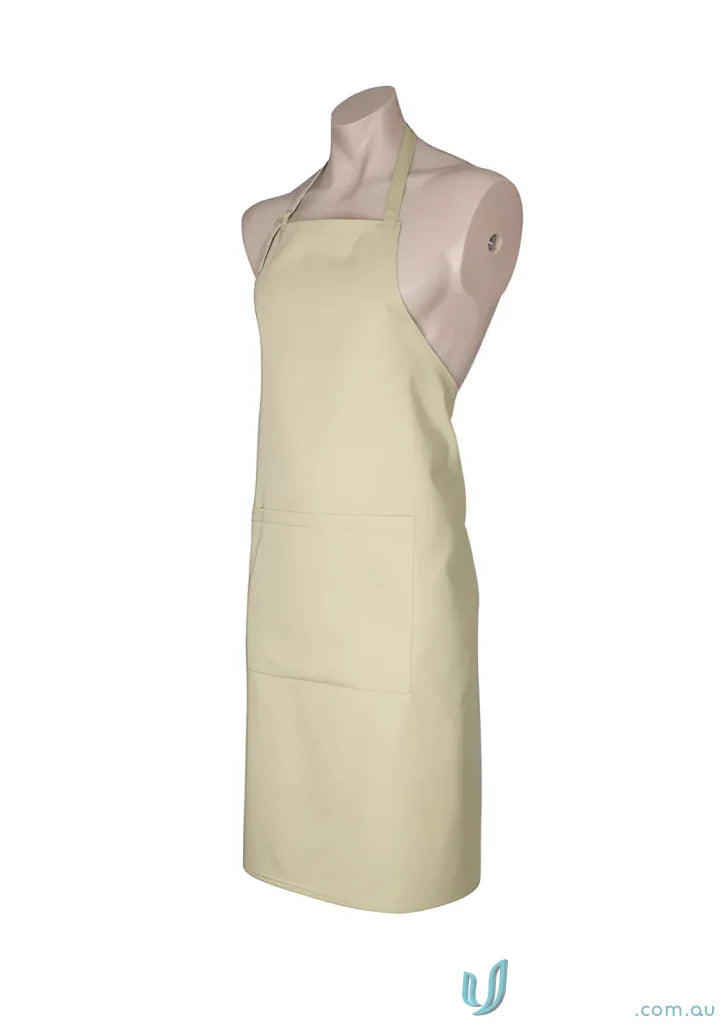 Beige Cafe Bib Apron on mannequin from our collection bib apron BA95