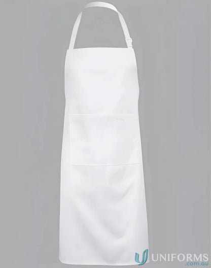 White kitchen apron with adjustable neck strap in the ap03 bib apron from Winning Spirit Cafe