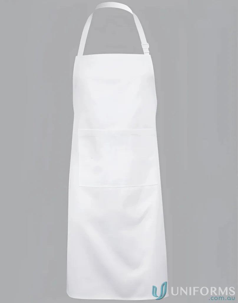 White kitchen apron with adjustable neck strap from winning spirit cafe ap03 bib apron