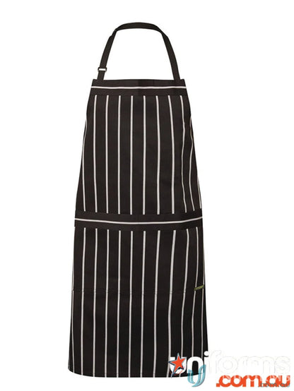 Black and white striped apron with pockets, perfect workwear for cafes and work environments