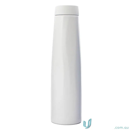 White stainless steel Calypso 750ml water bottle with ergonomic rotating handle