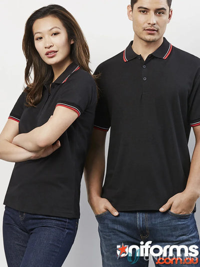 Matching black polo shirts from Cambridge Polo Biz Collection Mens p227ms, short sleeve style