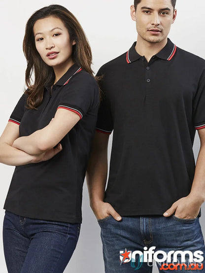 Matching black polo shirts from Cambridge Polo Biz Collection Men’s p227ms, short sleeve style