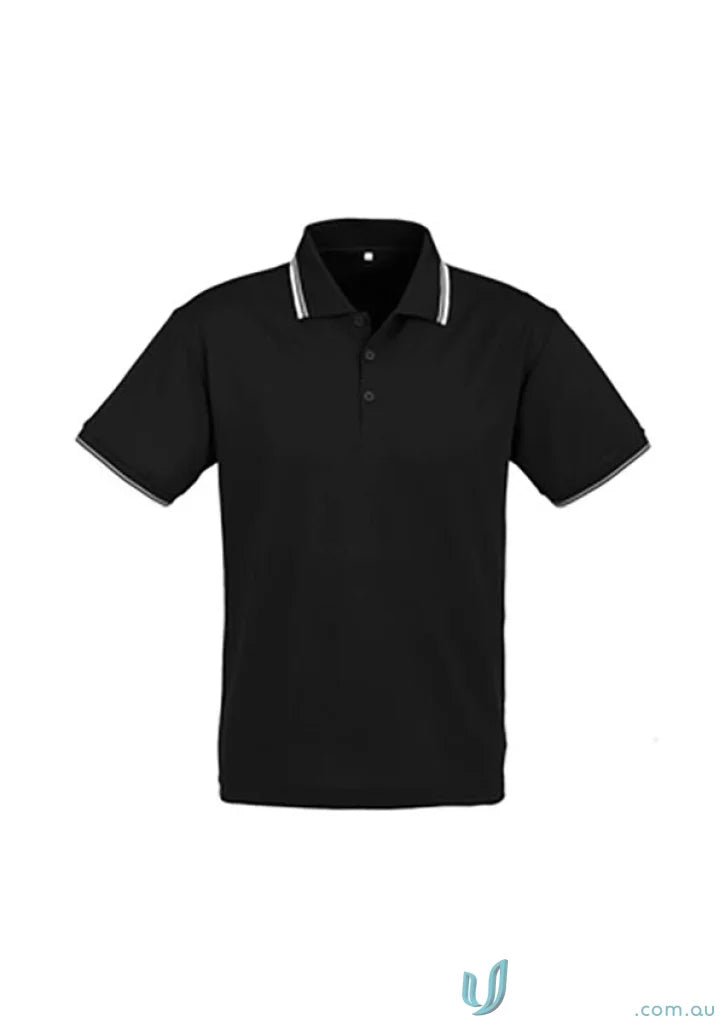Cambridge Short Sleeve Biz Collection Men’s P227MS black polo with white trim