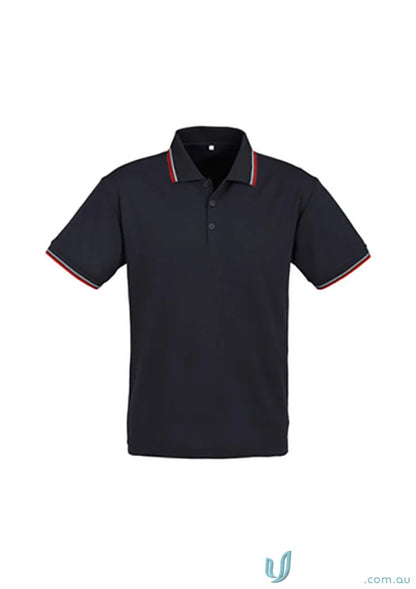 Cambridge Short Sleeve Biz Collection Men’s P227MS dark blue polo shirt with red and white trim
