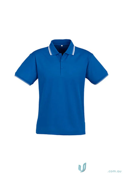 Blue cambridge short sleeve polo shirt with white trim from Biz Collection Men’s P227MS