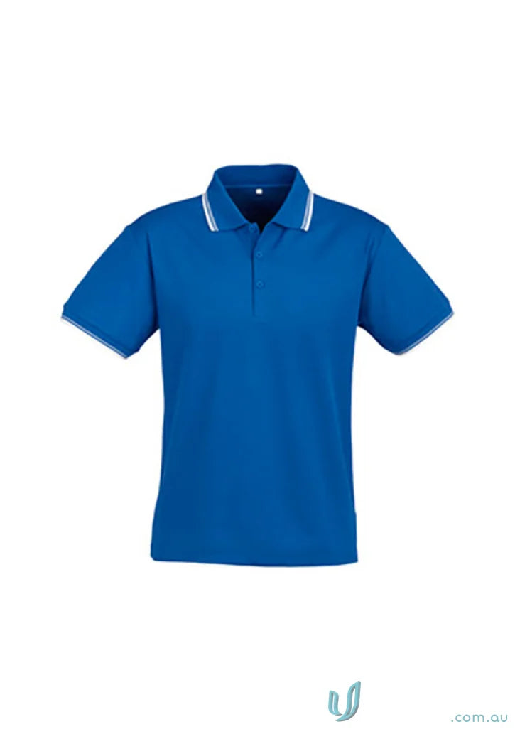 Blue cambridge short sleeve polo shirt with white trim from Biz Collection Men’s P227MS