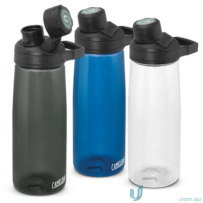 Three plastic water bottles featuring CamelBak Chute Mag Insulated Bottle design