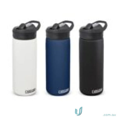 Three CamelBak Eddy+ 600ml bottles featuring vacuum insulated stainless steel and medical-grade silicone valve