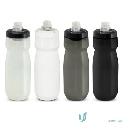 Four colorful CamelBak Podium bike bottles ideal for sports uniforms and hydration