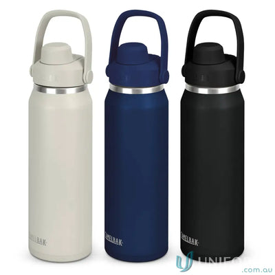 Three insulated CamelBak Thrive 1L chug vacuum bottles perfect for hot drinks