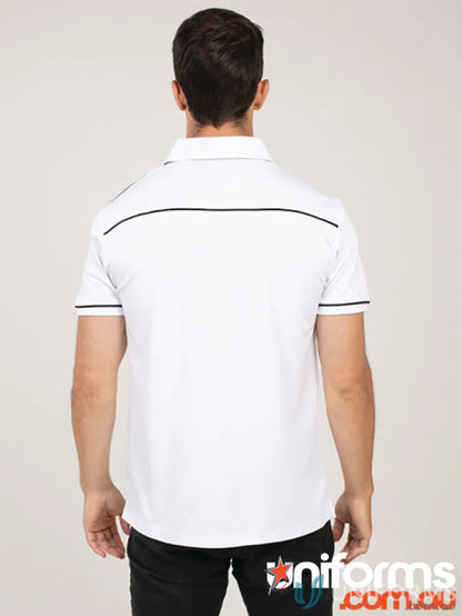 Campbell Polo in recycled fibres with cooldry moisture management and white with black trim
