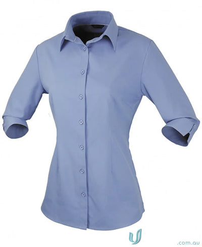 Light blue ladies 3/4 sleeve workwear shirt from Candidate Ladies uniforms
