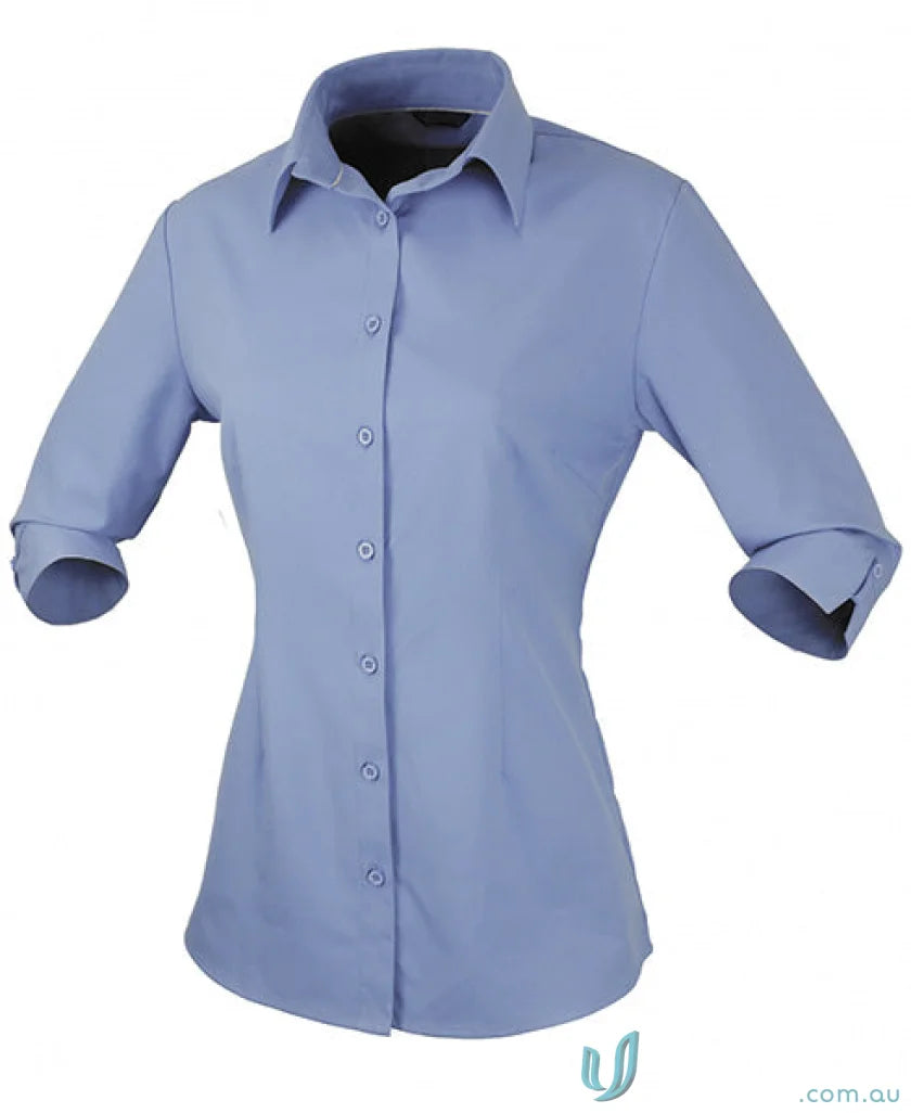 Light blue ladies 3/4 sleeve workwear shirt from Candidate Ladies uniforms