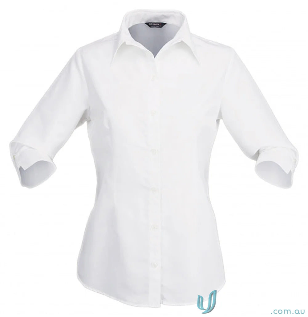 White collared button-down shirt for ladies workwear or uniforms from Candidate Ladies