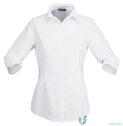 White collared button-down shirt for ladies workwear or uniforms from Candidate Ladies