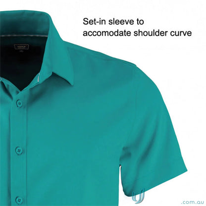 Teal short-sleeved ladies dress shirt perfect for workwear or uniform use at Candidate Ladies SS Shirts
