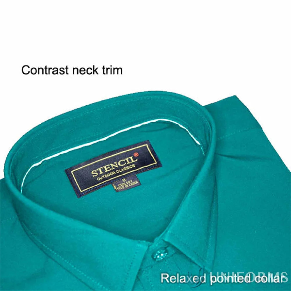 Teal Candidate LS Shirts 2035L men’s long sleeve with relaxed collar and white trim
