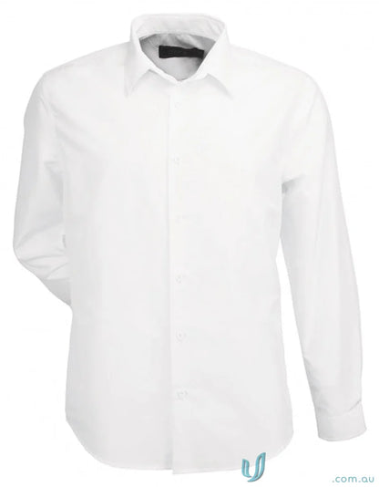 Candidate 2035L men’s long sleeve dress shirt with black label on inner collar