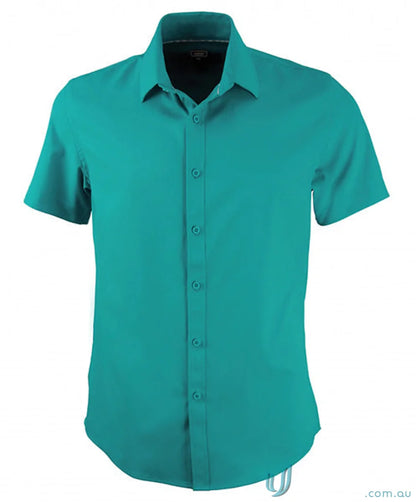 Teal candidate ss shirts men’s short-sleeved shirt with curved hem and half chest fit