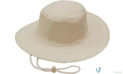 Beige Canvas Hat with Chin Strap, perfect for uniforms or workwear, check FAQ link