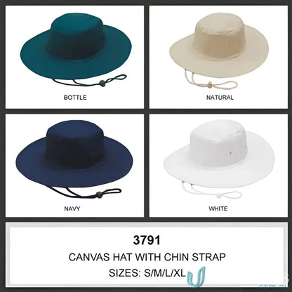 Canvas Hat with chin straps perfect for uniforms and workwear, see our faq link