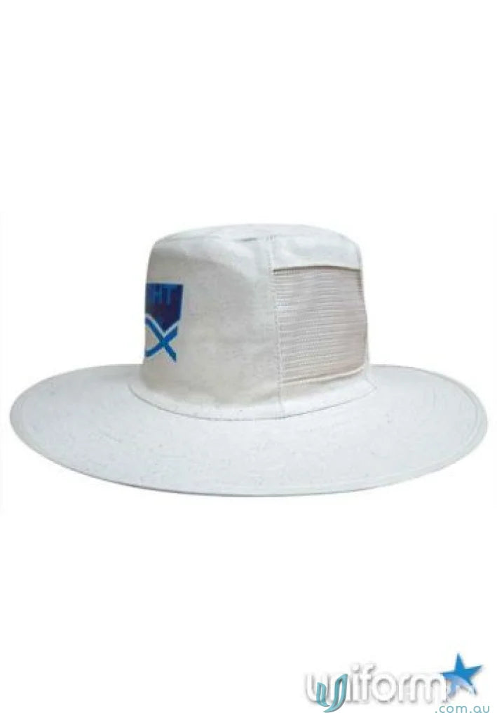 White wide-brimmed canvas hat perfect for workwear and uniforms
