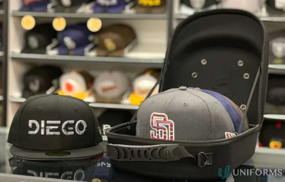 Cap Carrier with Baseball Caps and Carrying Case for 6pk Cap Storage