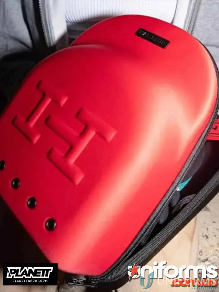Red hard-shell backpack for Cap Hard Case Carrier 6pk Cap Carrier storage solution