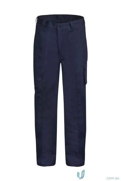 Navy blue cargo cotton drill trousers for a casual, comfy look