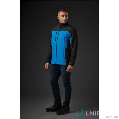 Cascades Softshell men’s blue and black jacket perfect for uniforms and workwear