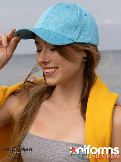 Blue Heathered Cationic Sports Jersey Cap with Curved Brim for uniforms and workwear